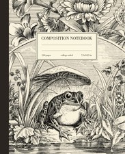 Composition Notebook College Ruled: Frog  Mushroom Vintage Illustration ...