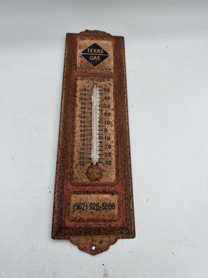 Vintage Tin Metal Wall Thermometer Texas Gas Boardwalk Pipelines Owensboro KY