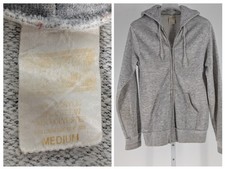 Vintage 70s Hoodie Zip Up Sweatshirt Grey Faded Thrashed Paper Thin Soft M