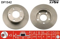 2X TRW Bremsscheibe DF1542 FüR C3 200 Audi Quattro 100 85 443 444 Avant 445 446