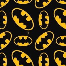 Batman DC Comic Cotton Fabric Big Black Yellow Logo Black 110cm Wide Crafts Sew