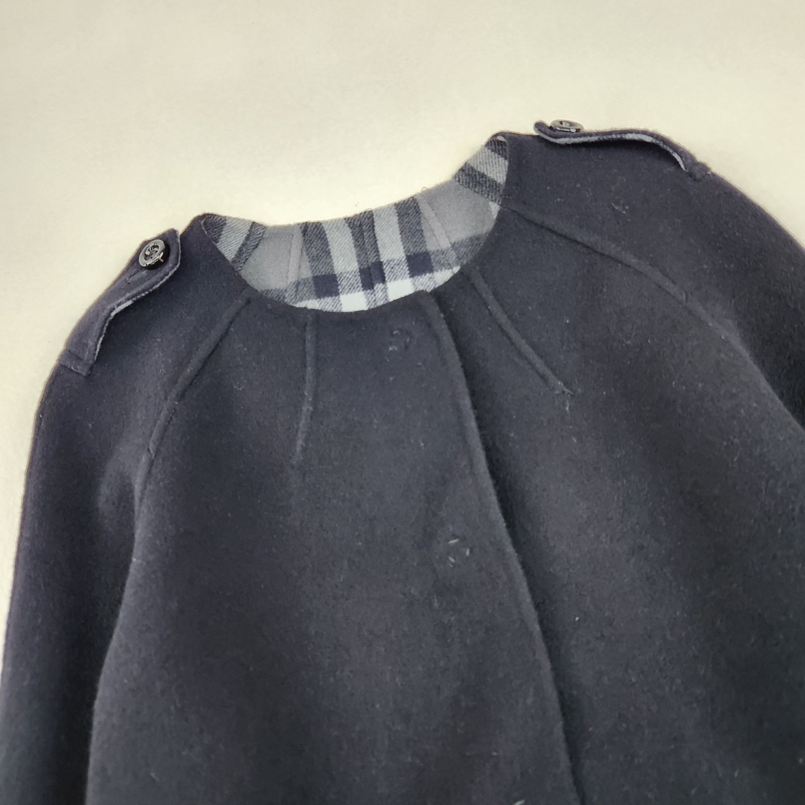 BURBERRY LONDON Wool Coat Nova Check Double-Face Epaulets Rare Size 38 W4846 image 5