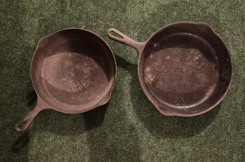 Wapak & Griswold Cast Iron Skillet Lot Collectible Vintage