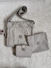 Borsa a tracolla Kipling Rennur set borsa abbinata e pochette cosmetica beige/grigio