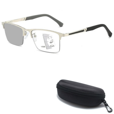 Photochromic Multifocal Reading Glasses Metal Frame Reader Transition Eyeglasses