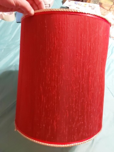 Vtg MCM Large Textured Fabric Drum Lamp Shade 15.25" Tall 14" Diameter - Picture 6 of 10