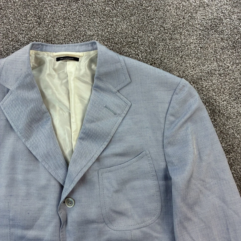 Abrigo Blazer Deportivo Tom Ford Para Hombre 50R Azul Espiga Morera Seda Tussah Lino Foto 2 de 4