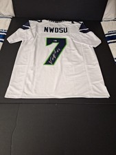 UCHENNA NWOSU AUTOGRAPHED SEATTLE SEAHAWKS CUSTOM WHITE XL JERSEY BECKETT-COA 