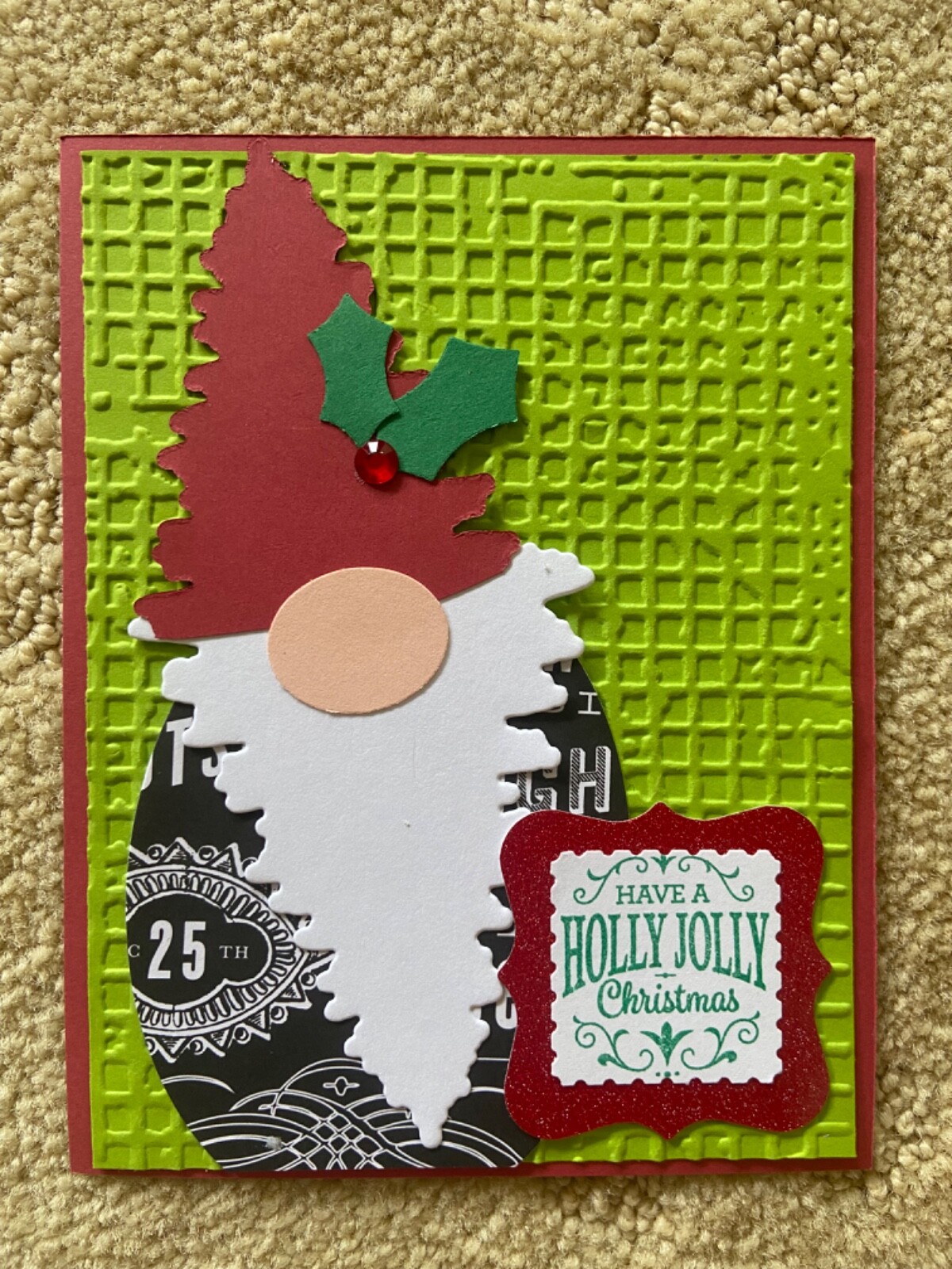 Gnome Christmas greeting holiday card kit of 6 made w/ Stampin' Up!
