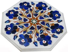 12" Marble PietraDura Table Top stones Inlay work Handmade decor
