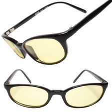 Classic Old Fashioned Hip Vintage Rectangle Black Yellow Sunglasses