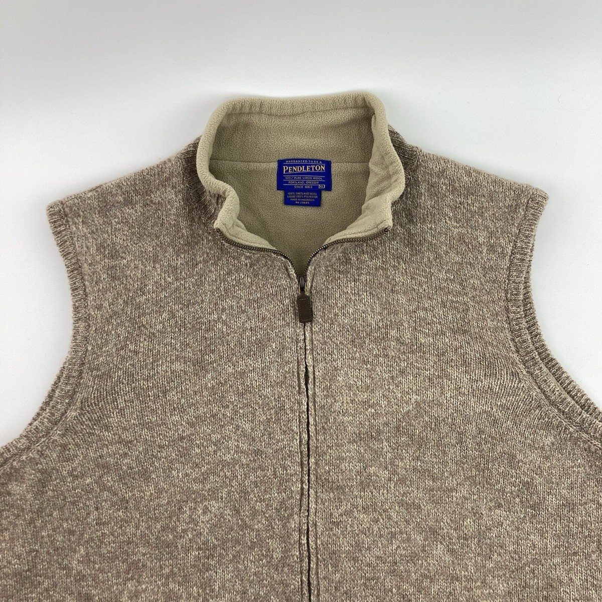 Vintage Pendleton Sweater Vest Mens Sz XL Brown Shetland Wool Full
