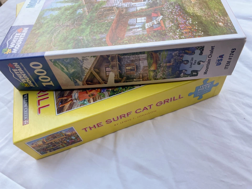 Rompecabezas Lote 1000 Piezas 2 Rompecabezas Montaña Chalet Surf Gato Parrilla Foto 3 de 3