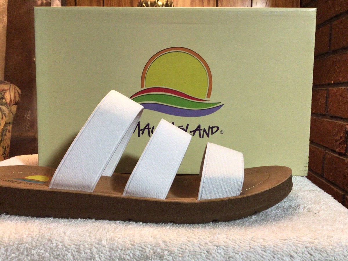 Women's White ALOHA MAUI ISLAND STRETCH SANDALS 8M