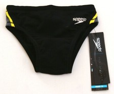 Speedo Black Quark Splice Endurance Swimsuit Youth Boy's 22 NWT
