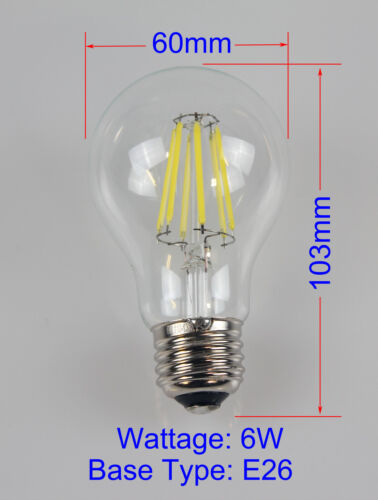 E12 E26 110V 2W 4W 6W 8W Retro Vintage Filament LED Candelabra/Globe Light Bulb - Picture 11 of 20