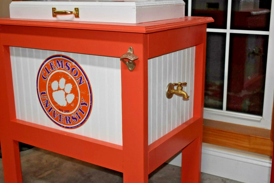 Clemson Tigers Palet de pie 48 cuartos enfriador hecho a mano Foto 2 de 4