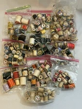 Lot 204 Vintage Sewing Thread Wooden Spools