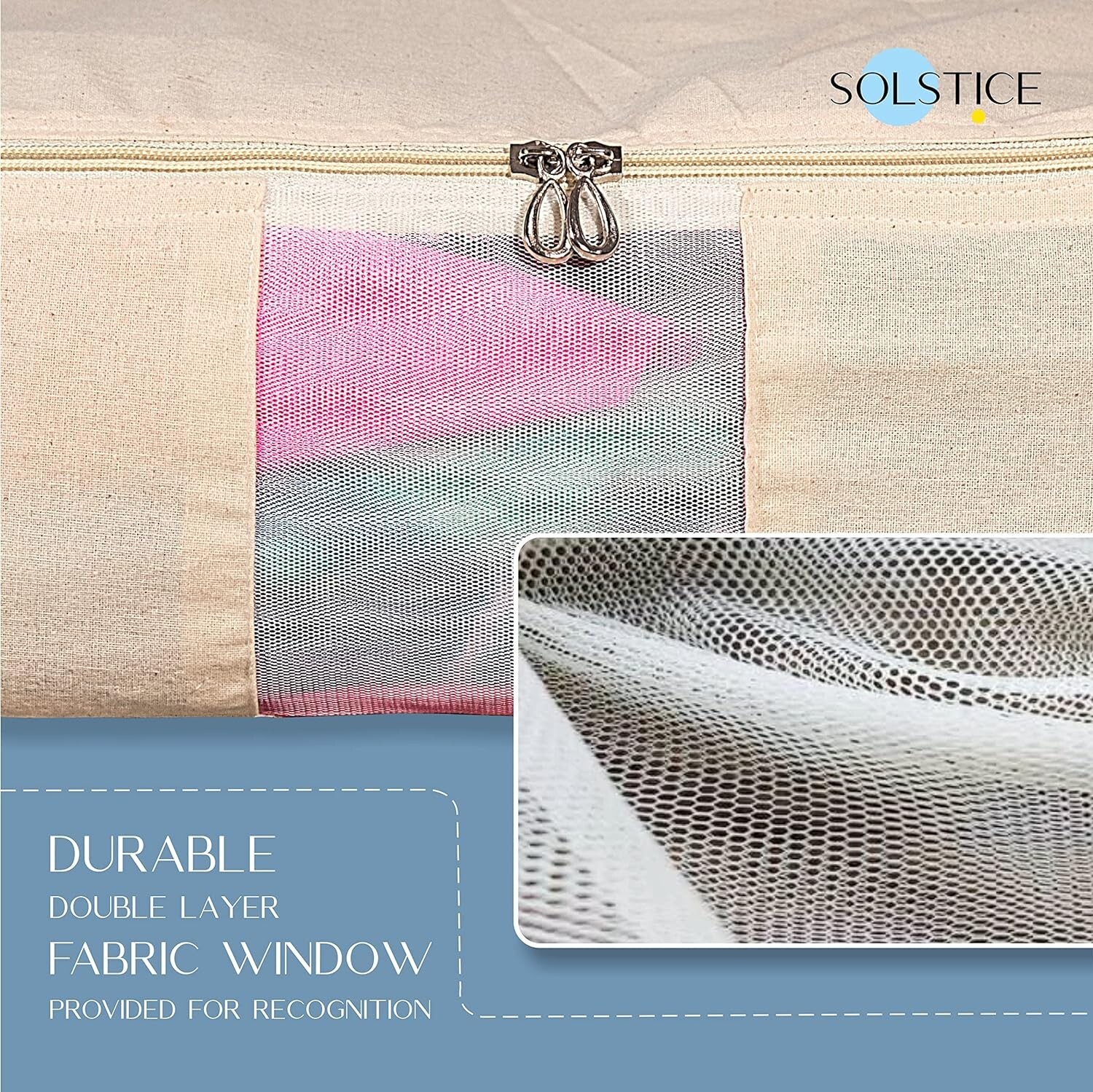 SOLSTICE Cotton Canvas Clothes Storage Bags with Zip18 x 16 x 4.5