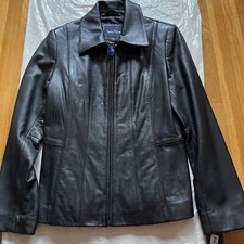 Nwt Nautica Classic Black Genuine Leather Women Jacket - M