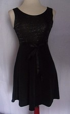 Vivaldi Little Black Dress Glitter Bling Size M Juniors Ribbon Tie I-04