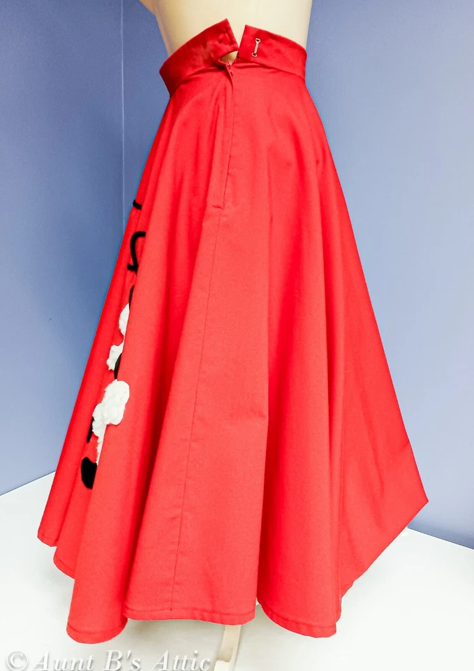 Falda Caniche Hecha a Mano Sarga Roja Damas/Niñas 25" Largo Falda Círculo con Caniche XXS Foto 4 de 4