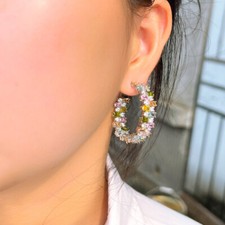 Trendy Silver Plated Colorful Zircon Crystal Wide Hoop Earrings for Women Party