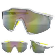 Oversize 90s RETRO SPORTY WRAP AROUND Shield SUN GLASSES X-Large Huge Gray Frame