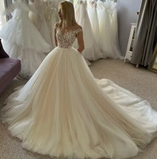 Bohemian Appliques Wedding Dresses for Women Tulle A-Line Off the Shoulder Plus