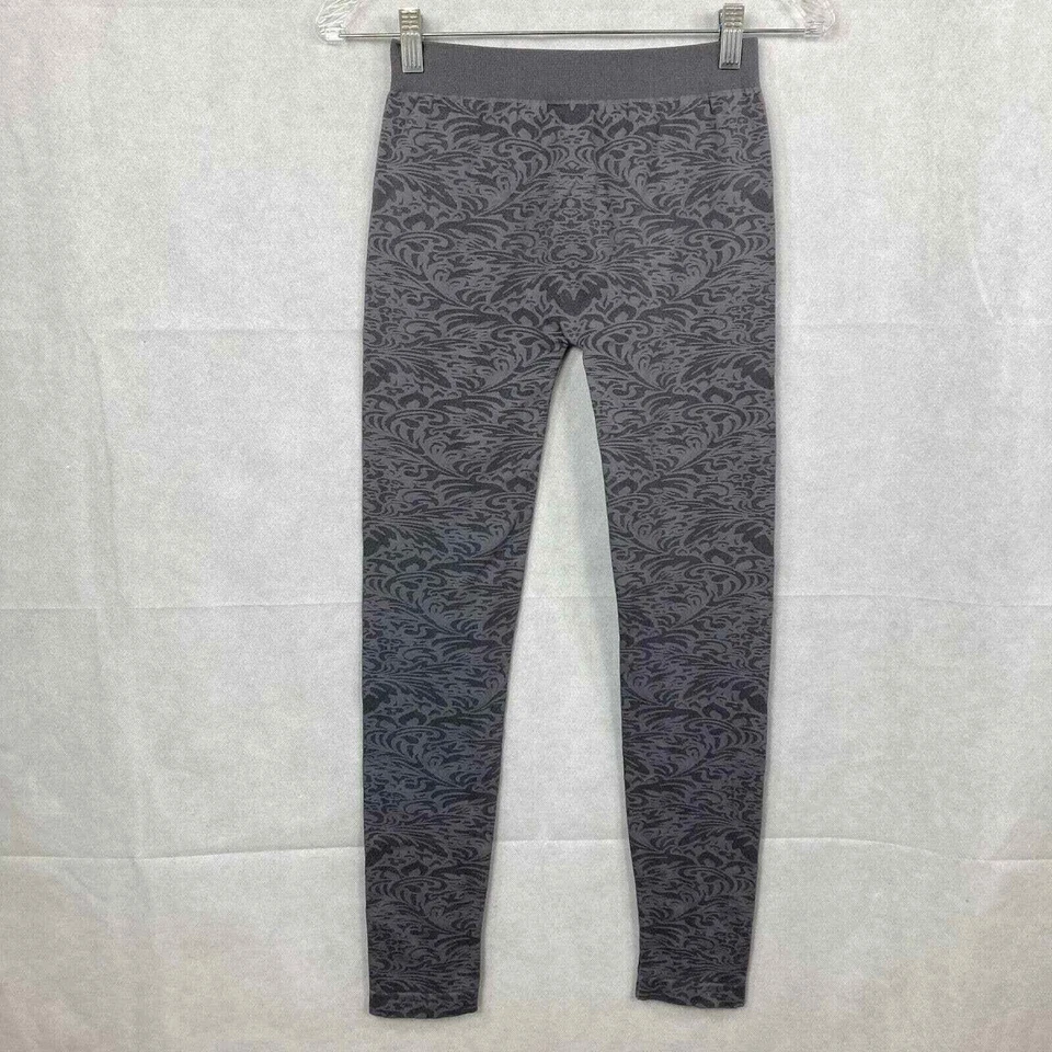 Tees By Tina Leggings Womens Sz OS Gray Print Knit Stretch Quick Dry Pants - Image 3 of 4