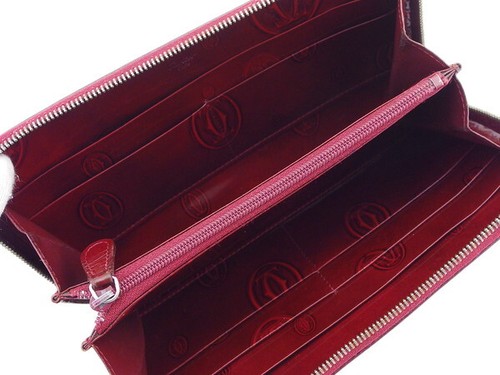 Cartier Round Zipper Wallet Bordeaux x Patent Leather Authentic Used C4687 - Picture 5 of 8