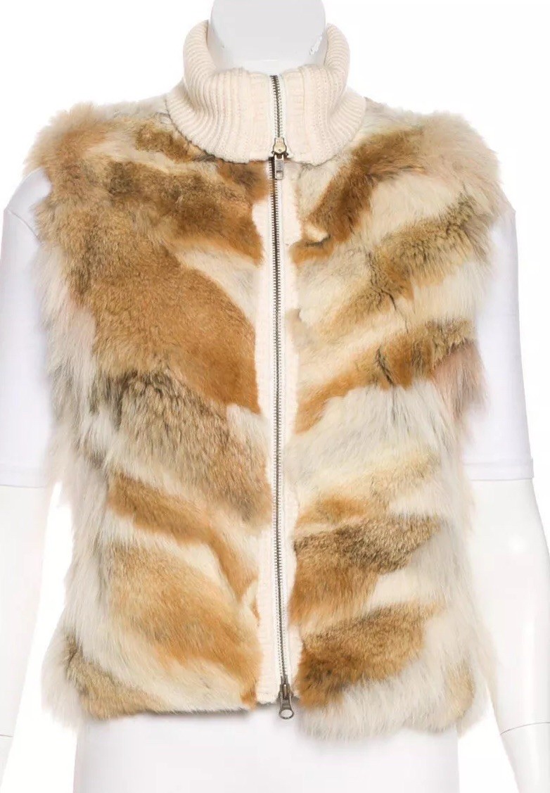 Gilet Fourrure Coyote Adam Lippes - Bordure Laine Et Cachemire, Taille XS - Occasion Très Bon état