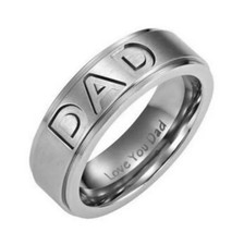 Men's 8MM Stainless Steel DAD Engraved Ring