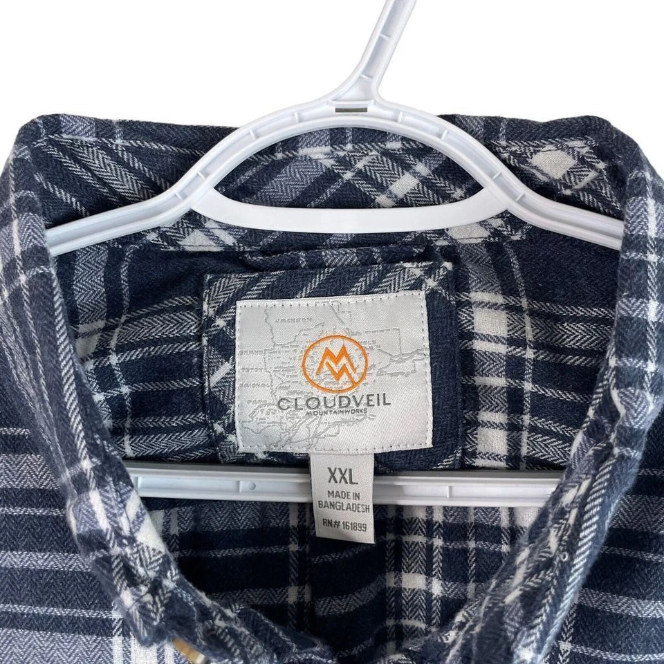 Cloudveil Flannel Shirt Mens 2XL Blue Plaid L/S Cotton Blend Stretch Button Down - Image 4 of 4