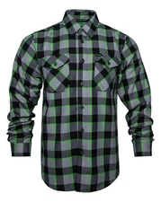Dixxon Last Lap Green Gray Black Plaid Flannel Shirt