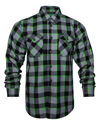 Dixxon Last Lap Green Gray Black Plaid Flannel Shirt | eBay