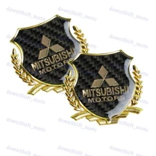 X2 Carbon Fiber Metal Car Front Body Trunk Rear Side Emblem Sticker MITSUBISHI