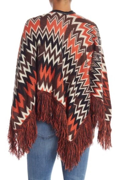 Poncho de mujer Vertigo con flecos L-XL marrón Foto 3 de 4