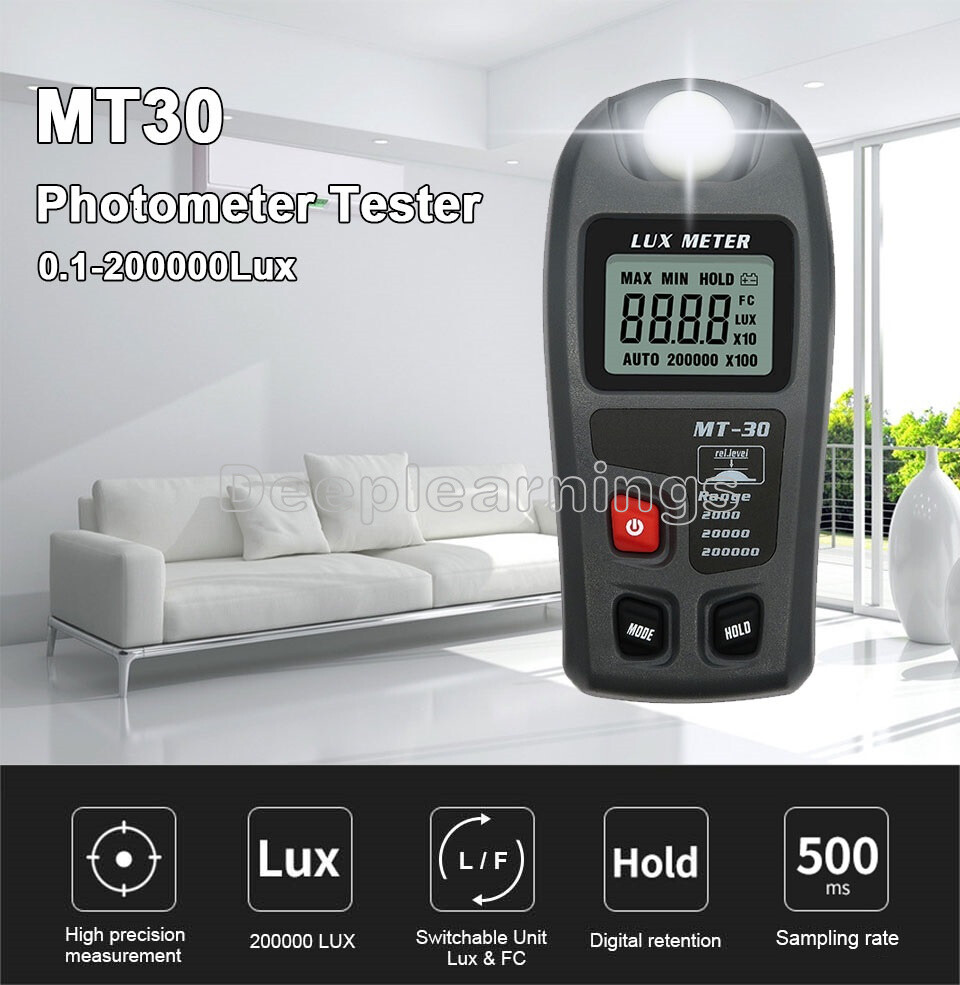 Digital Lux Meter - 0-200,000 Lux Light Meter For Home, Farm & Stage Lighting