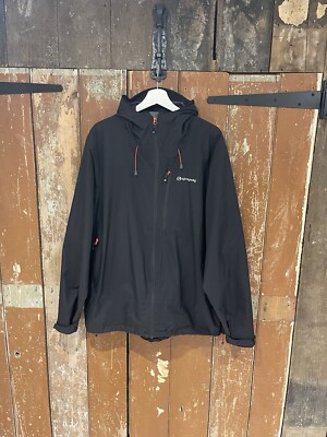 Sprayway Hooded Jacket Coat Waterproof Black Full Zip Pockets Logo Outdoors XXL
