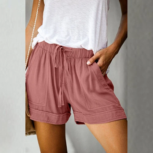 Damen Bermuda Kurze Hose Sommerhose Kordelzug Freizeithose Tasche Strandhose DE - Bild 7 von 38