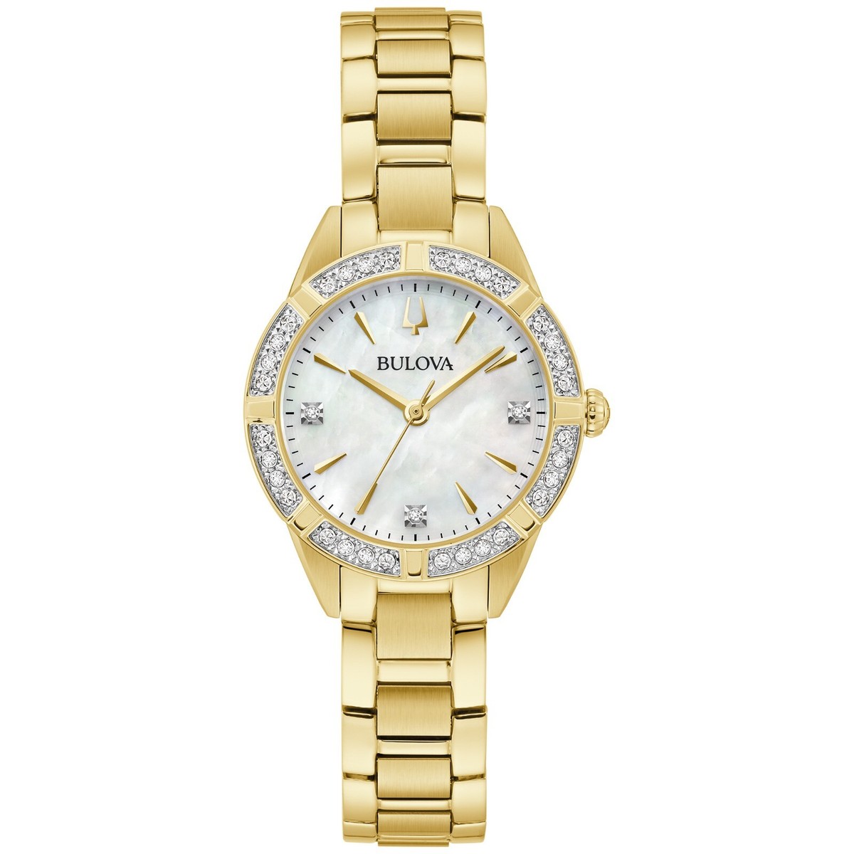 【新品】 BULOVA レディースクォーツ腕時計/ダイヤモンド使用 Bulova Women's Diamond Accent Sutton Quartz Gold Tone Watch 28MM