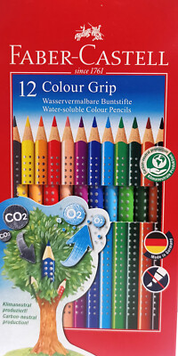 Faber Castell 112412 Buntstifte 12 er Etui Colour Grip Wasservermalbare Bunstift