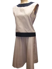 Vintage 1950's Tan & Black Cotton Dress & Top by Jeunesse Small Medium