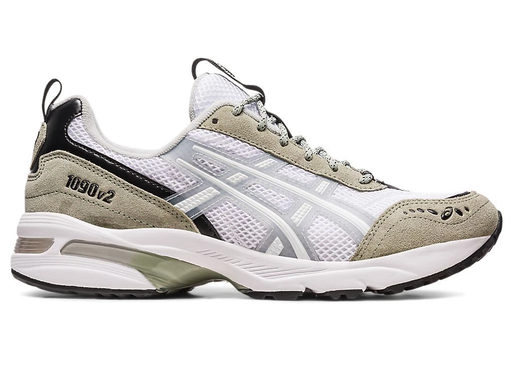 Asics GEL 1090 V2 White Mid Grey Olive Men Retro Running Shoes