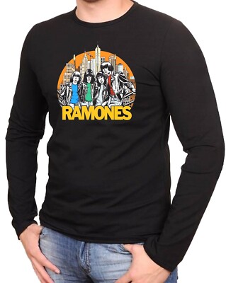 Ramones Rock Music Logo Schwarze T-Shirt Langarmshirts  -1031 -LA
