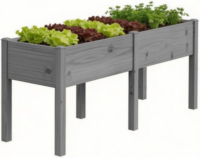 SLSY Raised Garden Bed Wooden Standing Horticulture Growing Planter Box w/Legs