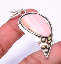 Pink Opal - Peru Gemstone 925 Silver Plated Bali Pendant 2.15