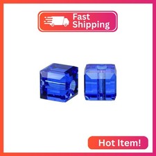 24pcs Adabele Austrian 6mm Faceted Cube Crystal Loose Beads Sapphire Blue Compat