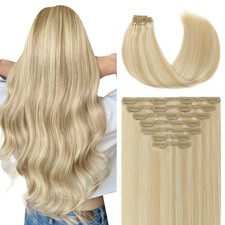Youngsmile Clip in Remy Human Hair Extensions 18 Inch 7pcs 27 Caramel Blonde 60
